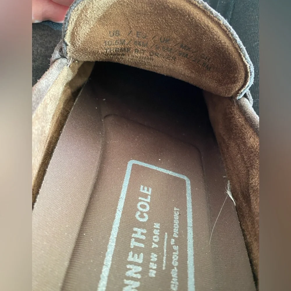 Kenneth Cole NY Brown Suede Driving Loafers Mens Horsebit Chain Slip On 10.5